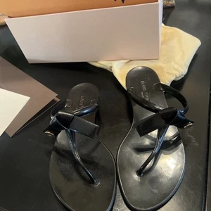 Louis Vuitton Beach Flat Sandals Black Gold EU38 Ribbon w/storage Receipt - Picture 1 of 9