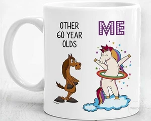 60th Birthday Gifts For Women Men 60 Coffee Mug 60 Unicorn Gifts 60 Year Old Dad - Picture 1 of 2