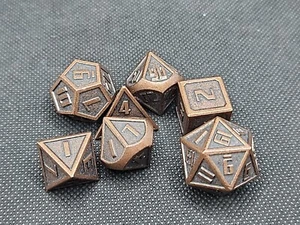 7Pcs Copper Metal Polyhedral Dice For DND RPG MTG Role Playing and Tabletop Game - Picture 1 of 2