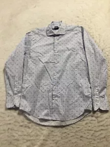 Spada Luxury Dress Shirt Mens 16.5 42 White Blue Long Sleeve Collared Pockets - Picture 1 of 10