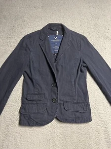 American Eagle Outfitters Woman Size S Cotton Denim Jacket pocket Fine Stripes - Picture 1 of 11