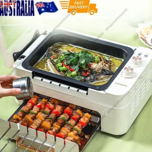 Electric BBQ Grill Stove Hot Pot Grill Net Non-Stick Cooking Removable Plate AU - Picture 1 of 11
