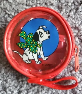 DISNEY 101 Dalmatians Red Vinyl Plastic Round Zip Coin Purse 90's Vintage ! - Picture 1 of 6