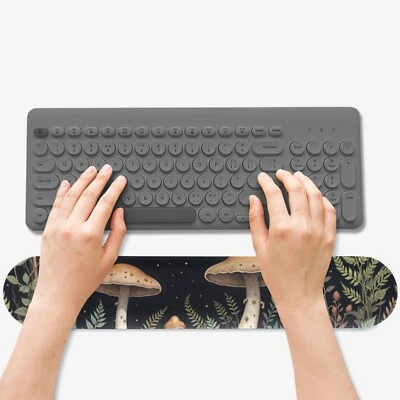 Mushroom Leaves Keyboard Wrist Rest Computer Gaming Office Accessory Gift - Image 1 of 4