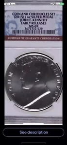 (2015) Silver John F Kennedy Medal From Coin & Chronicle Set NGC MS 69 ER - Picture 1 of 4