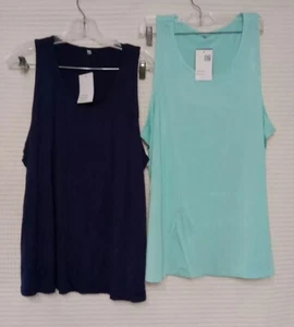Lot Of Two Womans Tank Tops Size 2XL Flowy Blue Teal Soft NWT - Picture 1 of 6
