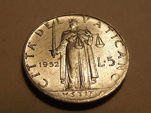 #3101 Vatican City; 5 Lire 1952 BU - Picture 1 of 2