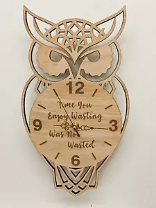custom personalised laser cut engraved wood wooden clock name word number letter - Picture 1 of 3