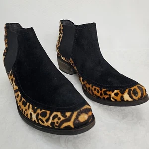Matisse Leather & Cow Hide Ankle Boot Leopard Print & Black Upper Sz 9 Brazilian - Picture 1 of 14