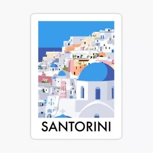 Adesivo decalcomania vinile Viaggia nel mondo Isola di Santorini Mar Egeo telefono portatile - Foto 1 di 1