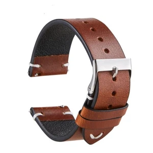 18-22mm Watch Strap Oil Wax Leather Cowhide Watch Bracelet Watchband Accessory - Picture 1 of 19