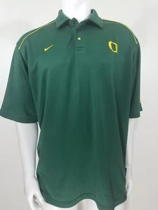 Nike Team Oregon Ducks Polo Shirt Mens XL Extra Large Green Yellow Short Sleeve - Picture 1 of 9