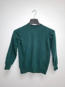 Jumper Boys Long Sleeve Crew Neck Green Lambswool Cashmere Made in Italy Kids - Picture 1 of 7