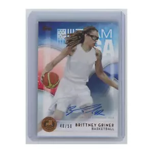 2016 Topps Brittney Griner Auto 48/50 Team USA #3 - Picture 1 of 3