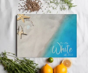 Personalized Custom Beach Ocean Tempered Glass Cutting Board, Housewarming Gift - Picture 1 of 10