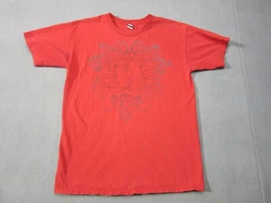 DC Shoes Shirt Mens Medium Red Graphic Print Y2K Skater Short Sleeve Distressed - Picture 1 of 9