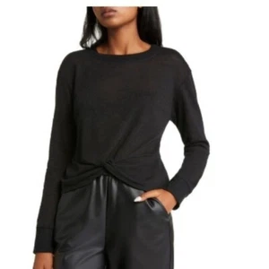 Sanctuary Nuevo Con Etiquetas Negro Tejido Nudo Dobladillo Top Talla Camisa Manga Larga Talla S - Imagen 1 de 12