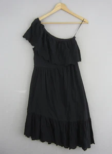 Piper Dress Womens 12 Black Fit Flared Peasant Ruffle Frill Broderie Boho Casual - Picture 1 of 15