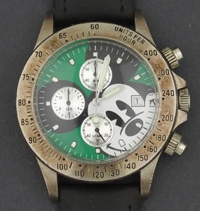 Used Mens Disney Mickey Mouse Green Dial Chronograph 40mm 3 ATM Chrono Watch - Picture 1 of 5