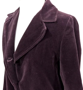Vtg 70s DRIZZLE INC. Women's Long SPECIAL PURPLE VELVET Coat Jacket Fits M NICE* - Picture 1 of 10