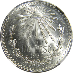 Mexico, 1932-M Silver Peso Coin NGC MS 65 (42-1) - Picture 1 of 4