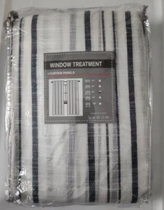 Blue & White Striped Cafe Curtains 42" X 84" - Picture 1 of 5