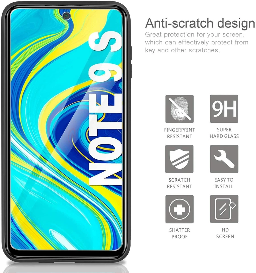 COVER CUSTODIA + PELLICOLA VETRO TEMPERATO PER XIAOMI REDMI NOTE 9S S NERO  - Immagine 1 di 1