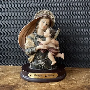 VINTAGE MONTEFIORI SAMMLUNG KUNSTHARZ MADONNA JUNGFRAU MARIA BABY JESUS HOLZSOCKEL 7" - Bild 1 von 6