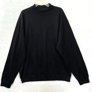 Linea Uomo Mens Sweater Size 3X Black Wool Blend Long Sleeve Mock Neck Knit Top - Picture 1 of 12