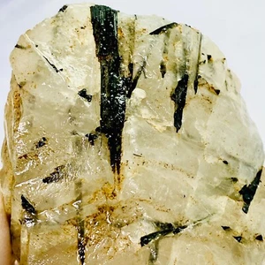 Cuarzo rutilado turmalina negra crudo natural cristal mineral roca 13,5 oz - Imagen 1 de 8