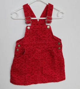 🌺 Chiboogi H&M Latzrock Samt Rot mit Blumenmuster Mädchen Gr. 92 Super süß! 🌺 - Bild 1 von 6