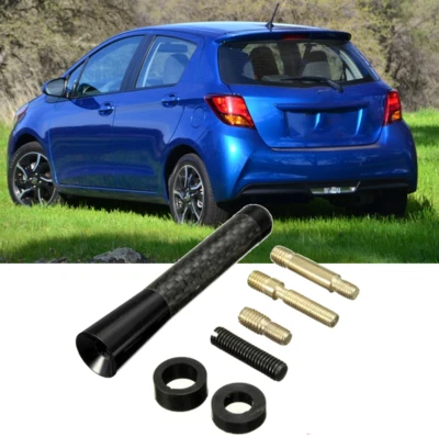 Tornillo de radio AM/FM de mástil de antena negro carbono corto de 3" para Toyota Yaris 2007-2018 Foto 1 de 4