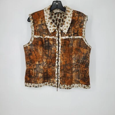 Joseph Ribkoff Full Zip Vest Womens Size 14 Brown Animal Print Fleece Lined - Image 1 of 4
