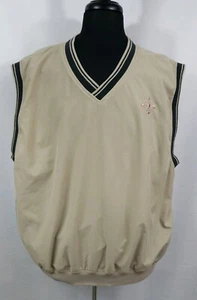 Port Authority Mens XL Golf Vest Tan Black Lined Warm Windbreaker Rain Protect - Picture 1 of 9