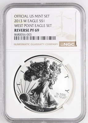 American Silver Eagle 2013-W $1 prueba inversa NGC PF69 etiqueta marrón - E165 Foto 1 de 2