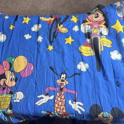 Edredón de ciclismo vintage Disney Mickey Minnie Mouse Donald Goofy Daisy tamaño doble Foto 1 de 2