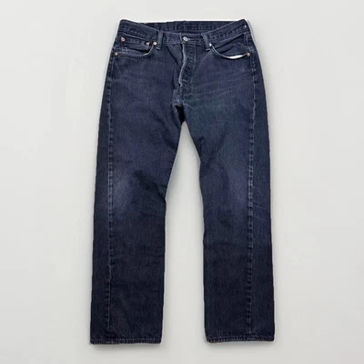 Levi’s 501 Hombre Botón Recto Mosca Rojo Tab Negro Denim 34x32 (33x29) Foto 1 de 4