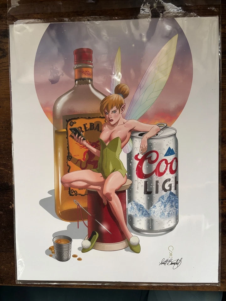 Tinker Bell's Day Off Firmado Artista Impresión 11x14 Disney Parodia Adulto Foto 1 de 4