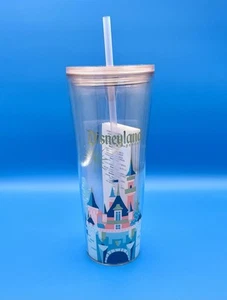 Bicchiere tazza Starbucks Disneyland 2024 Castello della Bella Addormentata Venti oro rosa - Foto 1 di 3