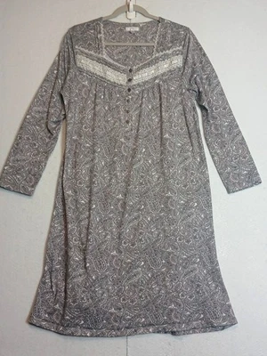 Secret Treasures Paisley Nightgown Womens L Sleeve Lace Trim BoHo Sz Large - Image 1 of 4