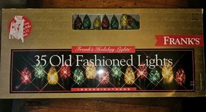 Vintage NOS 35 Old Fashioned Christmas Lights Frank’s Holiday Indoor Outdoor Box - Picture 1 of 5