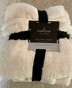 Cuddl Duds Cozy Soft Throw Blanket White Sherpa Reversible 50x60 NEW - Picture 1 of 5