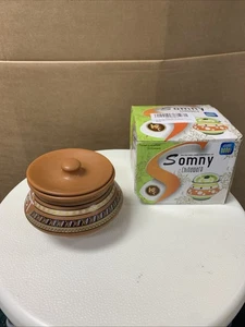 Vaso tradizionale fatto a mano in terra Dahi Handi/curdo con coperchio ceramica artigianale 12,5 cm - Foto 1 di 8