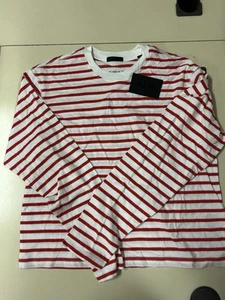 NWT ATM Striped Raglan Red and White Lightweight Long Sleeve Top Size S/P - Picture 1 of 3