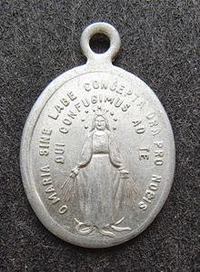 Antico medaglione medaglia ciondolo antico vintage cristiano cattolico Polonia - Foto 1 di 2