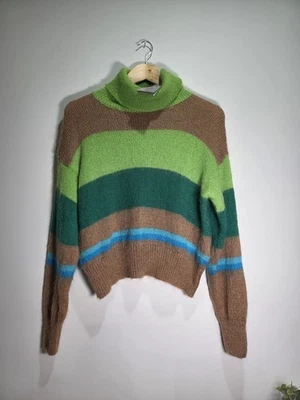 KAOS Jeans Size XS New Roll Neck Striped Jumper With 30% Mohair - Image 1 of 4