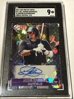 2021 Leaf Pro Set Metal PS1-JD1 Jason Dominguez Autographed Purple Crystal 7/15  - Image 1 of 4