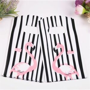 Flamingo Black White Striped Plastic Bag Small Gift Pouches Packaging 50pcs/lot