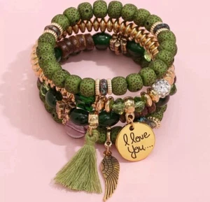 4pcs Coachella Bracelet Wing Charm Beaded Bracelet Set Women Bracelet - Picture 1 of 15