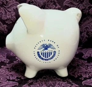 Antique 1914 Federal Reserve of Boston Ceramic Piggy Bank Excellent Rare 4.5" - Picture 1 of 8